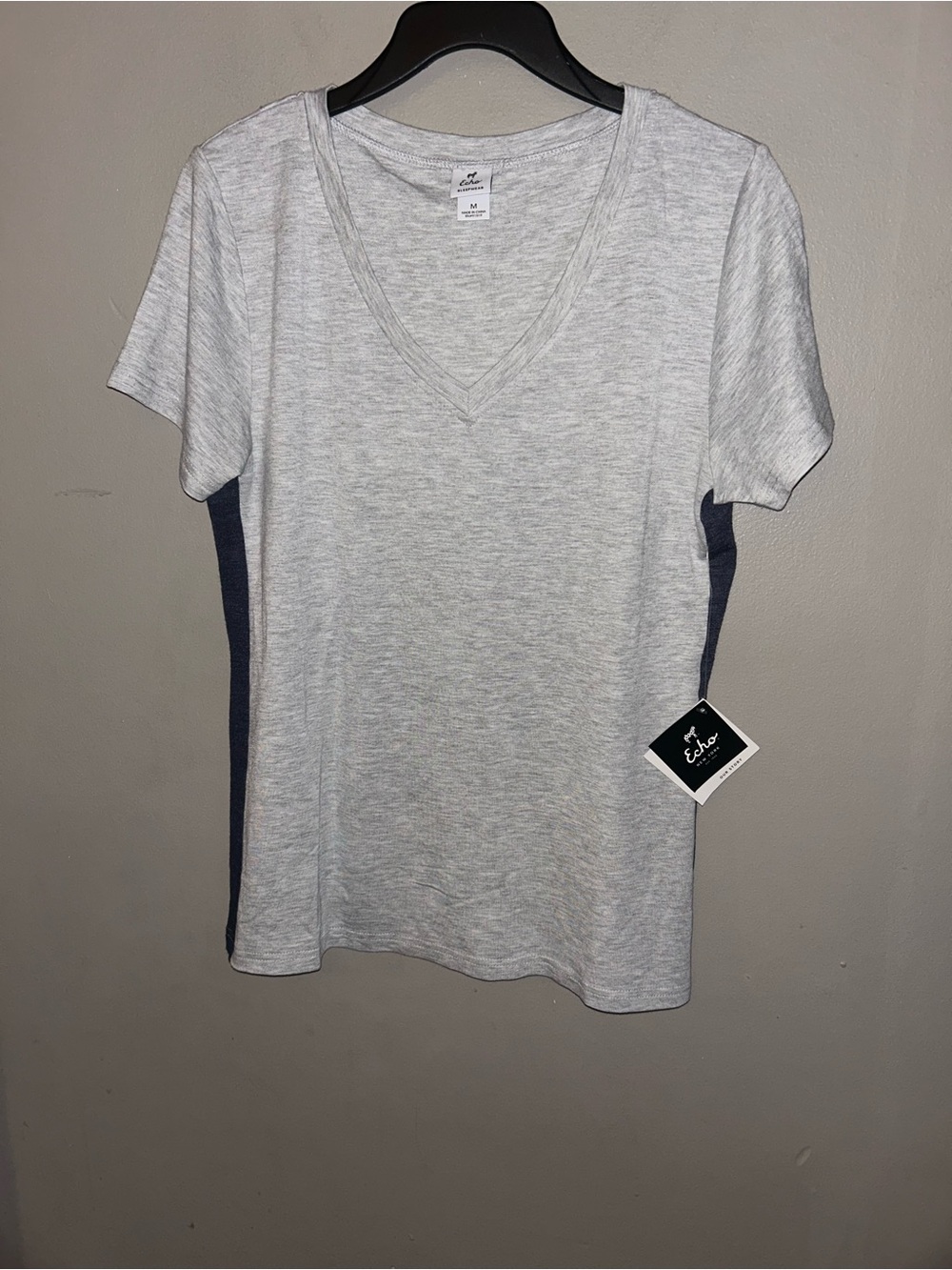 Gray V-Neck Sleep Tee - Echo New York Sleepwear NWT